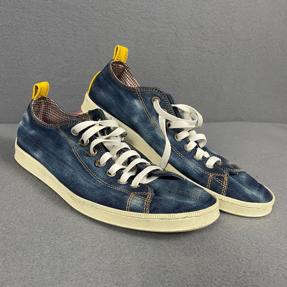 Dsquared2 Sneakers Men US 9.5 Blue Denim Loose Eyelets Italy Low Top Skate Shoes